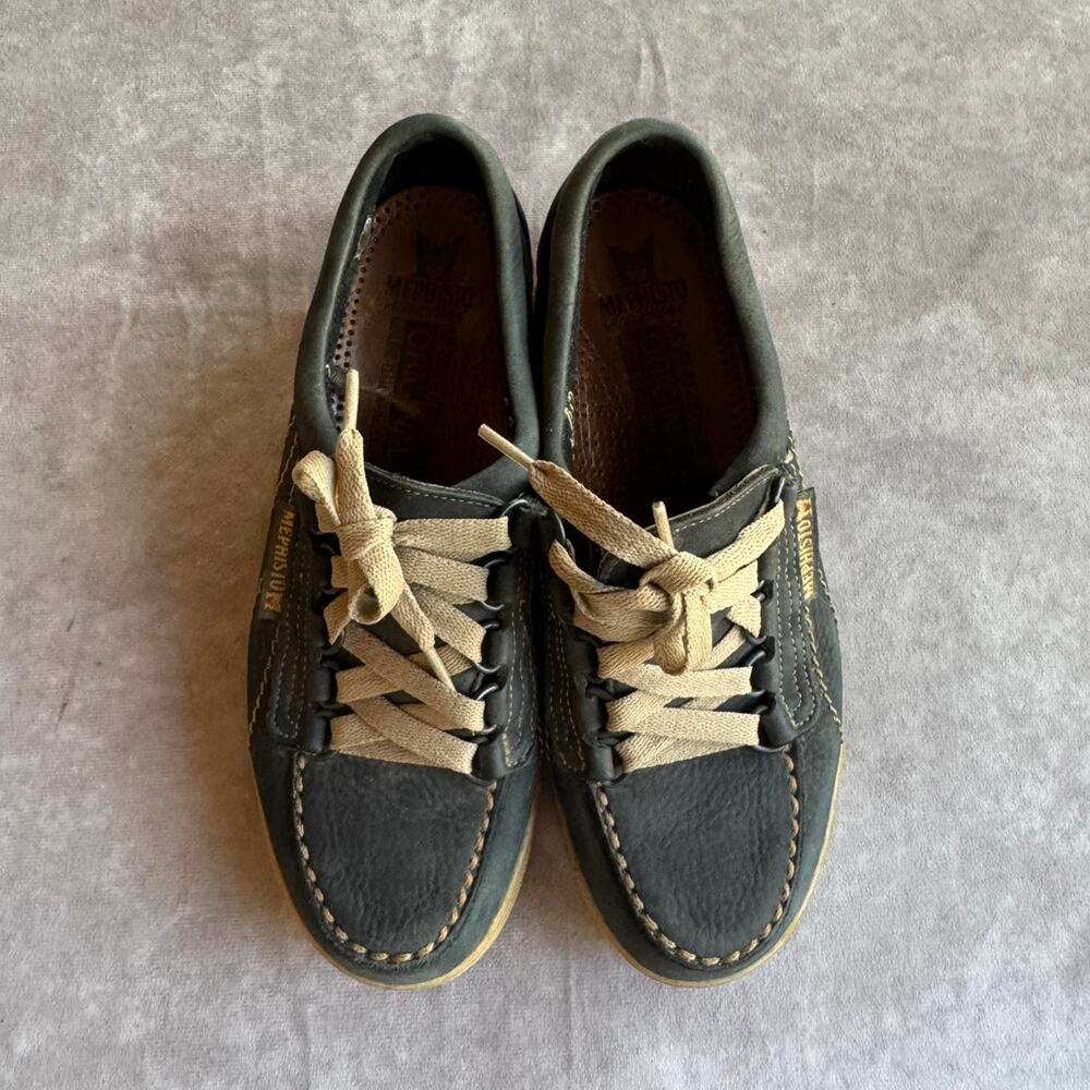 ⁠Mephisto Originals Lady Leather Lace Up Walking Shoes Grey Suede